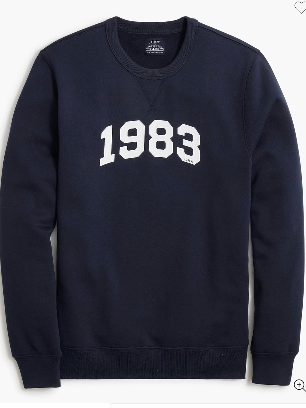 J. Crew Factory Navy Crewneck Sweatshirt with White '1983' Graphic